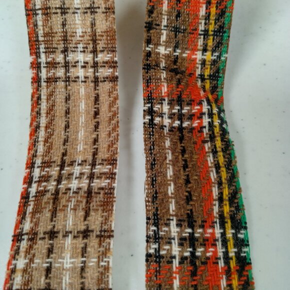 Vintage 1970s Ribbon Spool Pair Scotty Plaid Weather Proof Decorator Woven 1 3/8 - Picture 10 of 16